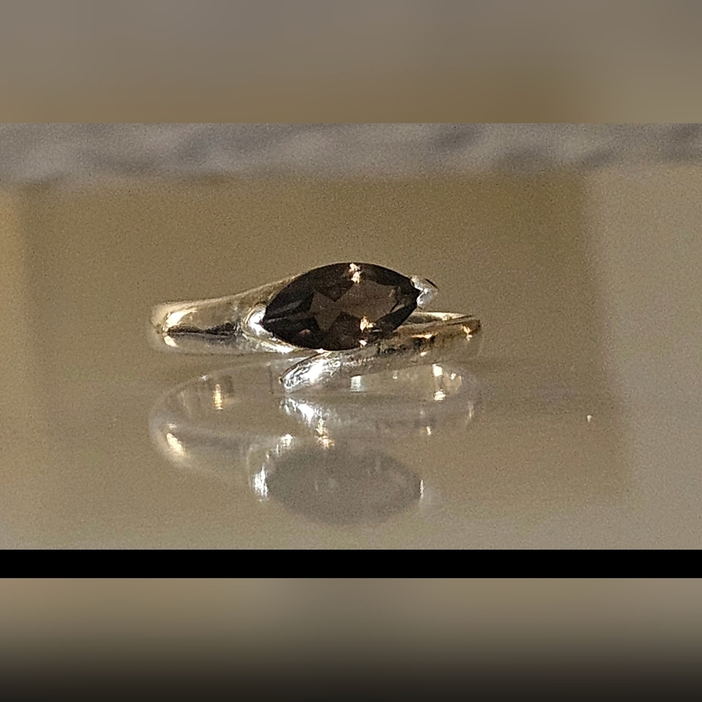Contemporary Silver and Brown Women's Ring